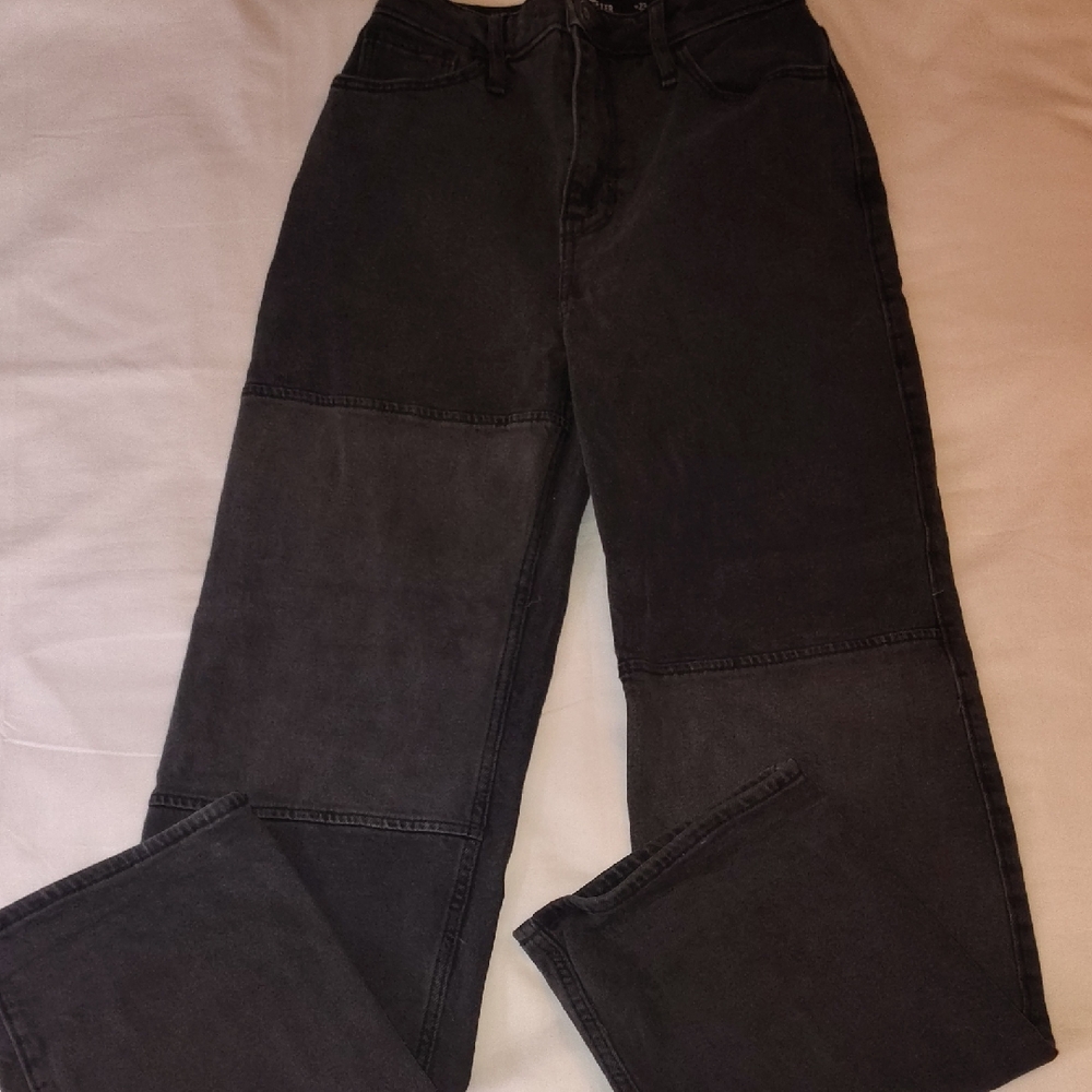 Hollister Charcoal Black Ultra High-Rise Dad Jeans Baggy Barrel Jeans EUC Size00